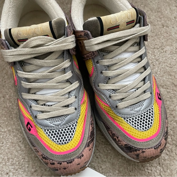 GUCCI women’s Ultrapace multicolor sneakers | snake print sz 37 - Picture 6 of 14